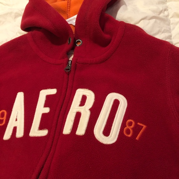 Warm Aeropostale orange and red soft zip up - Picture 3 of 5